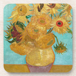 Sunflowers, Post Impressionist Still Life Painting Beverage Coaster