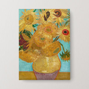 Sunflowers, Post Impressionist Still Life Painting Button