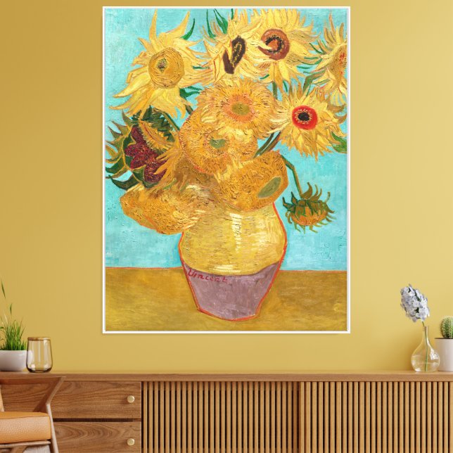 Sunflowers, Post Impressionist Still Life Painting Canvas Print (Insitu(LivingRoom))