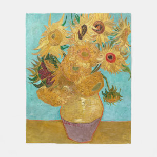 Sunflowers, Post Impressionist Still Life Painting Fleece Blanket