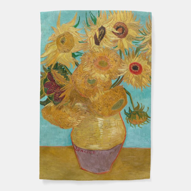 Sunflowers, Post Impressionist Still Life Painting Garden Flag (Front)