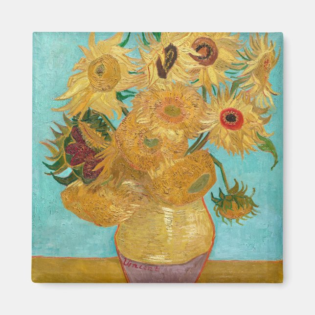 Sunflowers, Post Impressionist Still Life Painting Magnet (Front)