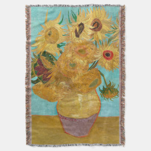 Sunflowers, Post Impressionist Still Life Painting Throw Blanket