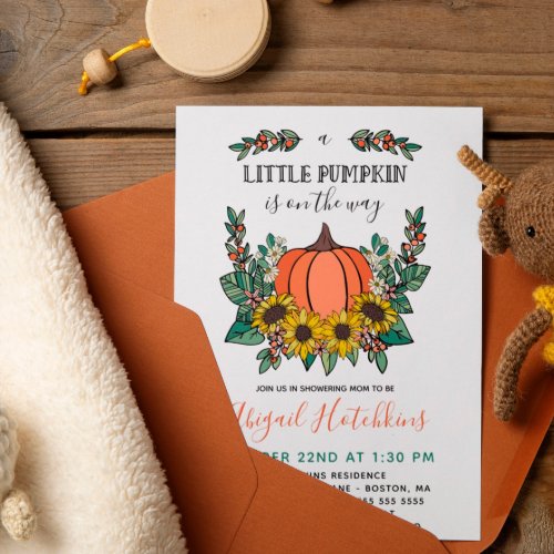 Sunflowers  Pumpkin Autumn Baby Shower Invitation