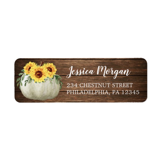 Sunflowers Pumpkin Return Address Label (Front)