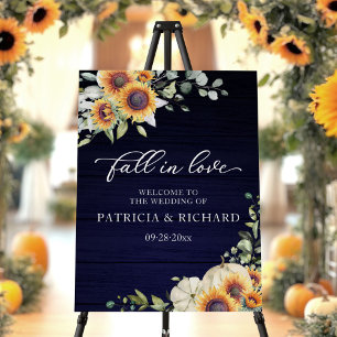 Sunflowers Pumpkin Rustic Wedding Welcome Sign