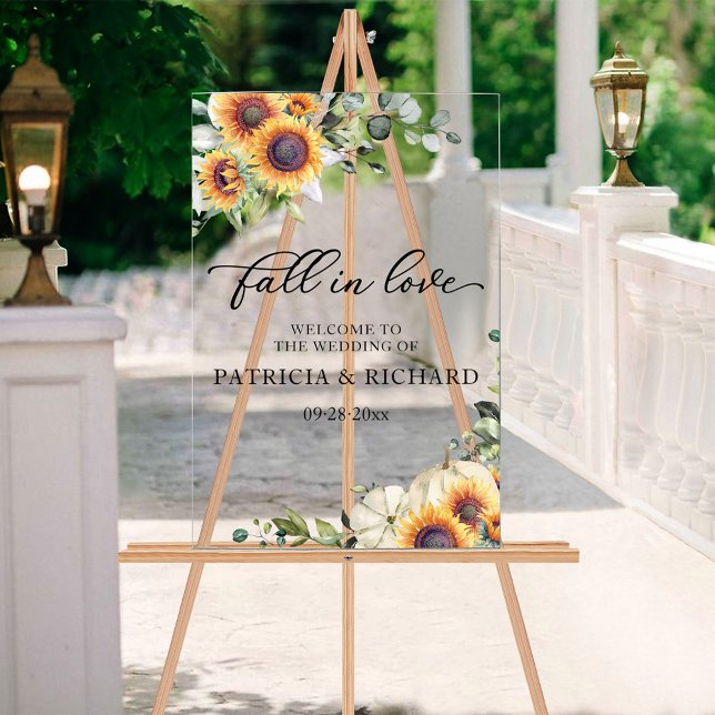 Sunflowers Pumpkin Wedding Acrylic Welcome Sign (Creator Uploaded)