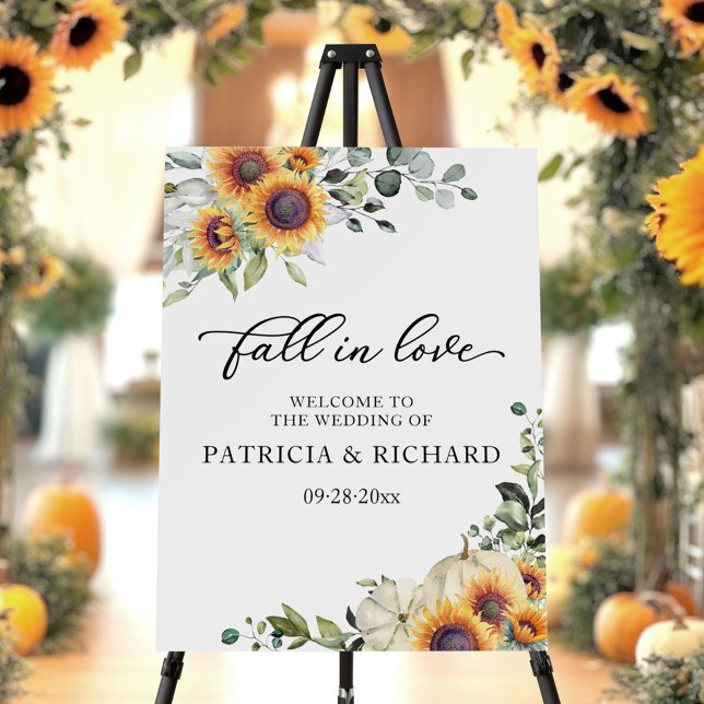 Sunflowers Pumpkin Wedding Reception Welcome Sign (Creator Uploaded)