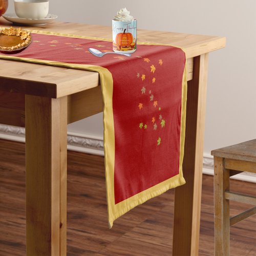 Sunflowers Pumpkins and Autumn Leaves Short Table Runner