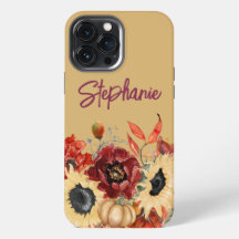 Sunflowers Pumpkins Burgundy Fall Floral Name