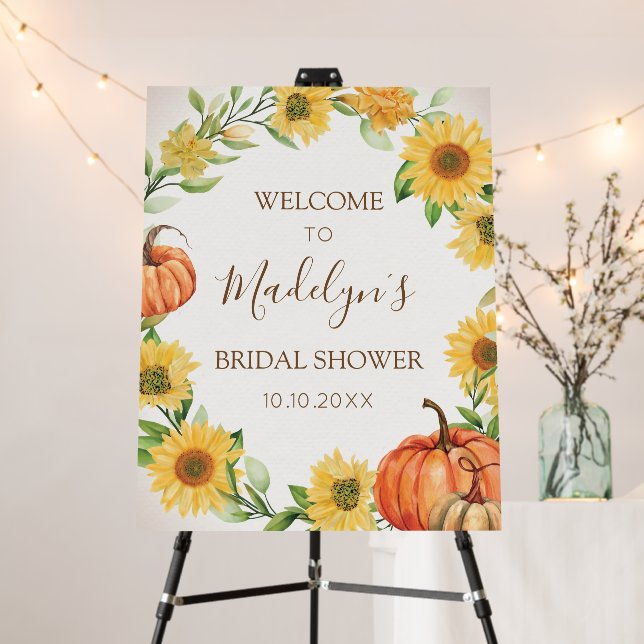 Sunflowers & Pumpkins Welcome sign Bridal Shower (In Situ (Stand))