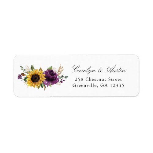 Sunflowers Purple Floral Return Address Label