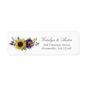 Sunflowers Purple Floral Return Address Label