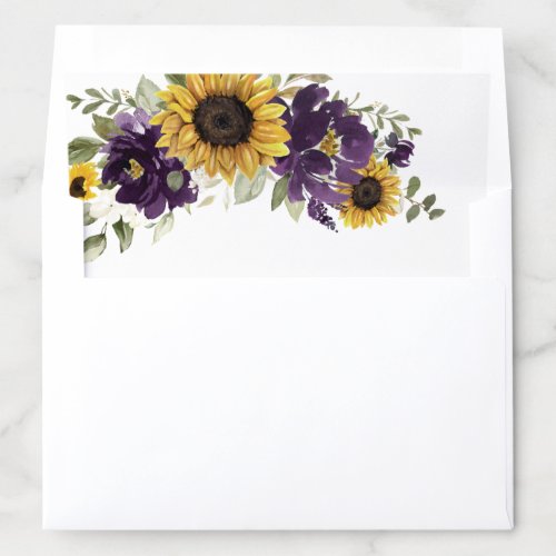 Sunflowers Purple Floral Wedding Envelope Liner