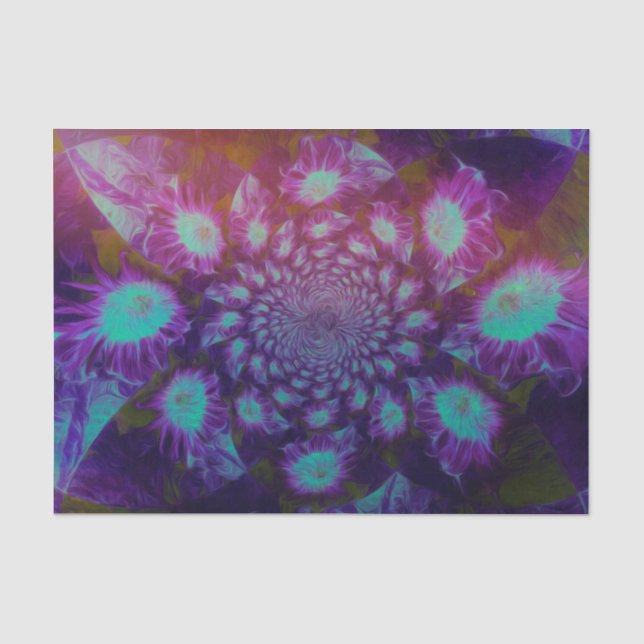 Sunflowers Purple Teal Abstract Art Decoupage Tissue Paper (Front)