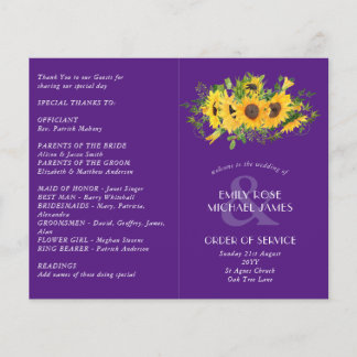 Sunflowers Purple Wedding Program or other event