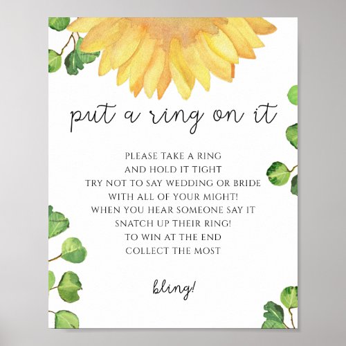 Sunflowers put a ring on it game poster