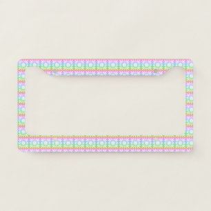 Sunflowers Rainbow Pastel Tile Pattern License Plate Frame