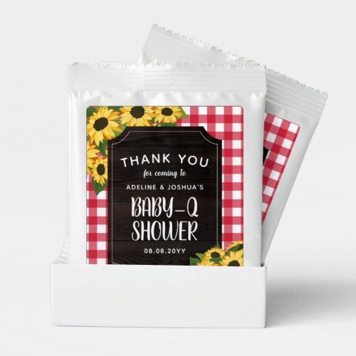 Sunflowers  Red Gingham Baby_Q Shower Favor Lemonade Drink Mix