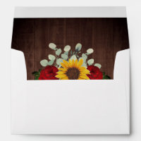 Sunflowers Red Roses Eucalyptus Rustic Wedding