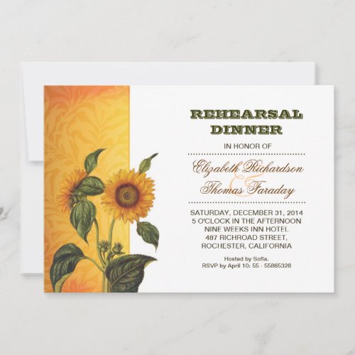 sunflowers rehearsal dinner invite