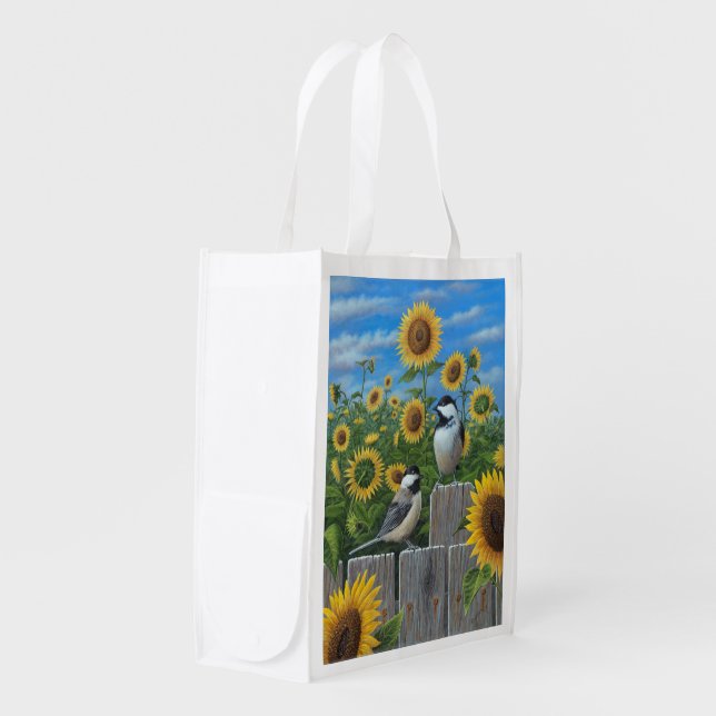 Sunflowers Reusable Grocery Bag (Front Side)