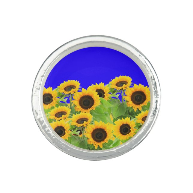 Sunflowers Ring Ukraine Flag Colors - Support (Front)