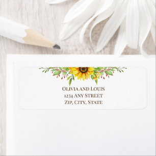 Sunflowers romantic summertime wedding mailing label