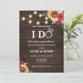 Sunflowers, Roses, Lights and Barnwood I DO BBQ Invitation (Standing Front)