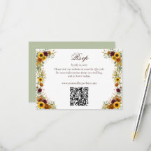Sunflowers Roses Rust Fall Wedding Website QR Code
