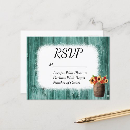 Sunflowers  Roses Whiskey Barrel RSVP  Postcard