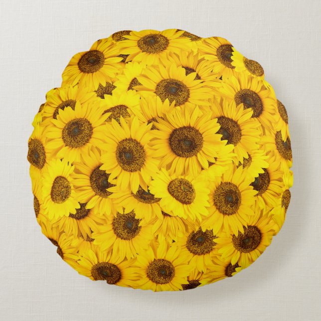 Sunflowers Round Pillow (Front)