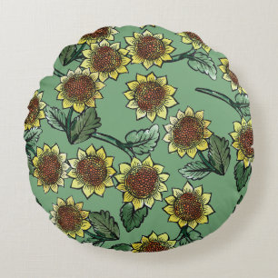 Sunflowers round pillow