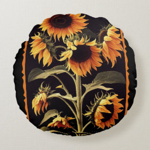 Sunflowers Round Throw Pillow