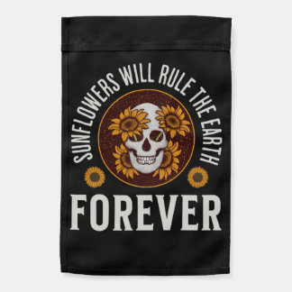 Sunflowers Rule the Earth Retro Sunflower Skull Ga Garden Flag