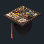 Sunflowers Rustic 8 Photo Collage Class Year Graduation Cap Topper<br><div class="desc">This design features 8 photos of the graduate accented with dark brown wood and string lights. Click the customize button for more flexibility in modifying the text and photos! Variations of this design, additional colors, as well as coordinating products are available in our shop, zazzle.com/doodlelulu*. Contact us if you need...</div>