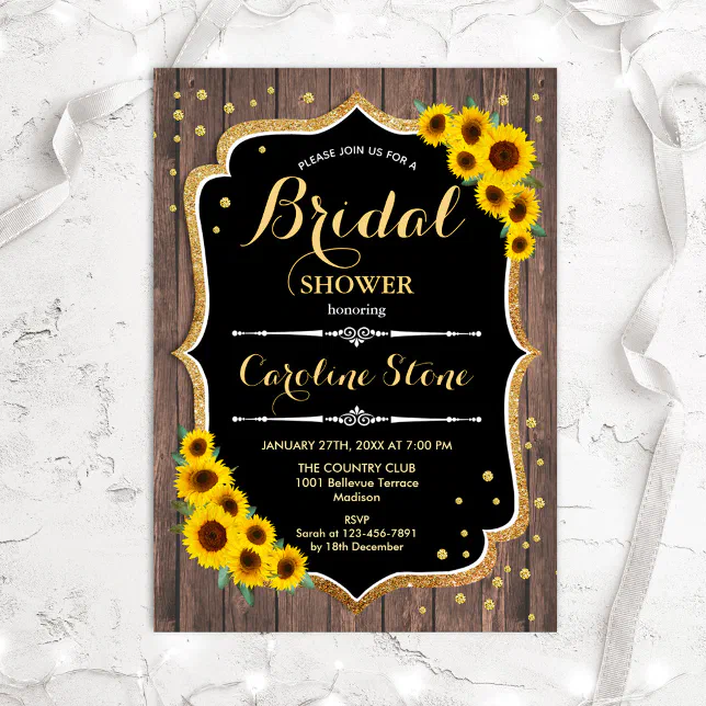 Sunflowers Rustic Bridal Shower Invitation Zazzle