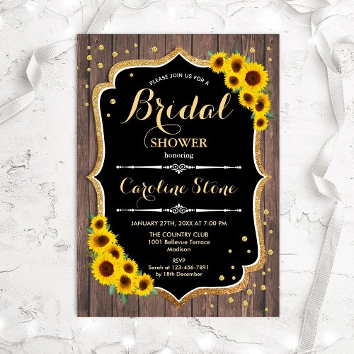 Sunflowers Rustic Bridal Shower Invitation