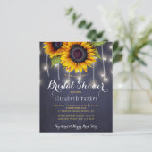 Sunflowers rustic budget bridal shower invitation (Standing Front)