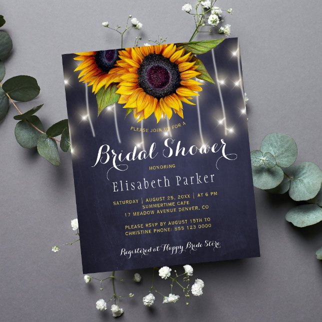 Sunflowers rustic budget bridal shower invitation