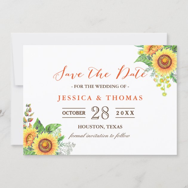 Sunflowers Rustic Chic Wedding Save The Date