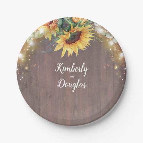 Sunflowers Rustic Country Fall Inspired Paper Plates