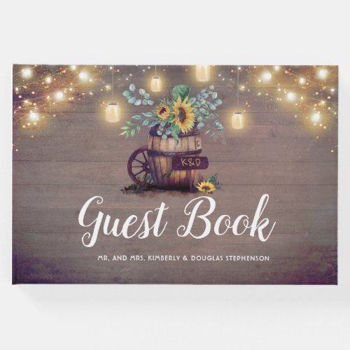 Sunflowers Rustic Country Fall Wedding Guest Book