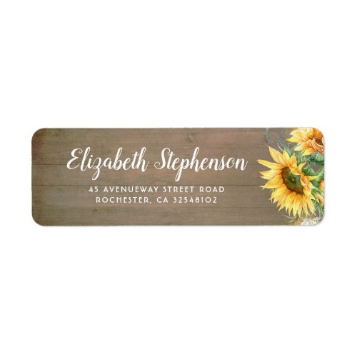 Sunflowers Rustic Country Fall Wedding Label