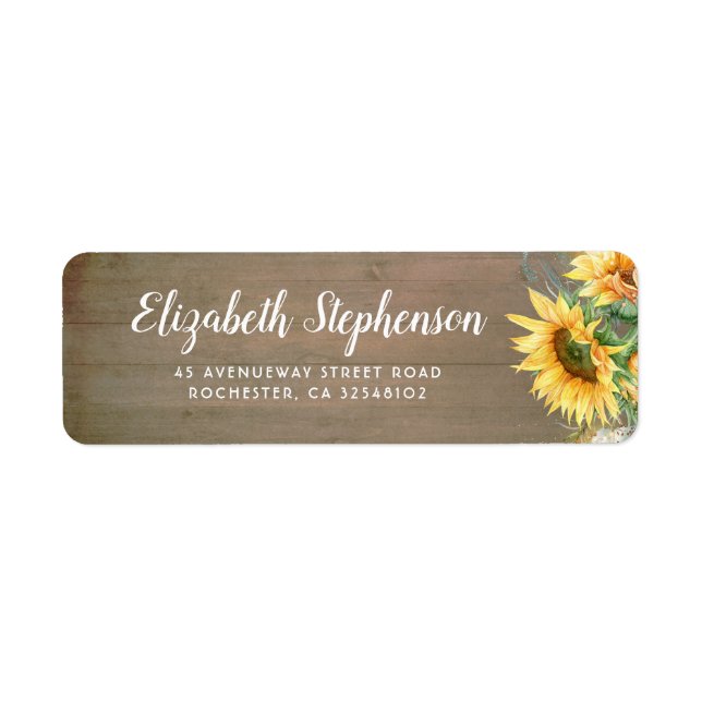 Sunflowers Rustic Country Fall Wedding Label (Front)