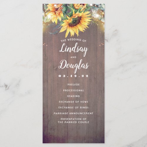 Sunflowers Rustic Country Fall Wedding Programs