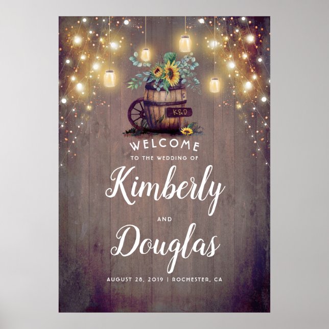 Sunflowers Rustic Country Fall Wedding Sign (Front)