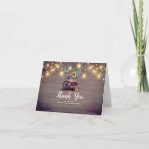 Sunflowers Rustic Country Fall Wedding Thank You Card