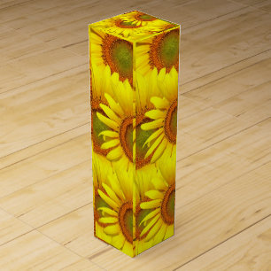 Sunflowers Rustic Country Floral Summer Yellow Wine Box