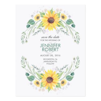 Sunflowers Rustic Country Save the Date Postcard